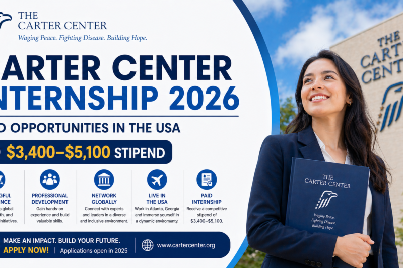 Carter Center Internship 2026 — Paid Opportunities in the USA ($3,400–$5,100 Stipend)