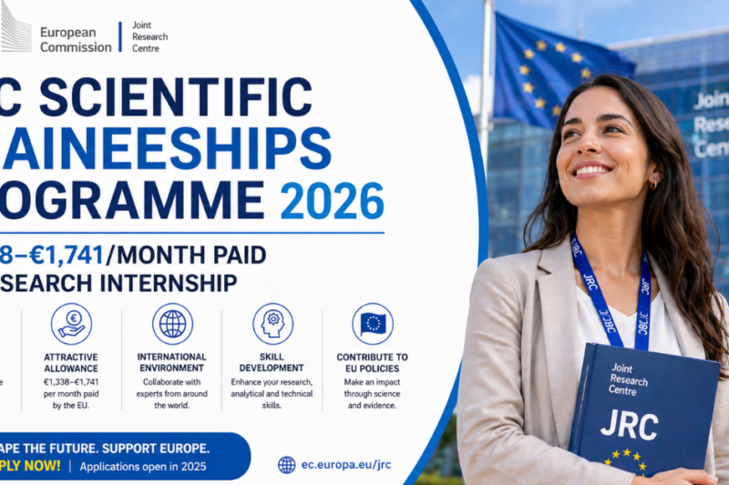 JRC Scientific Traineeships Programme 2026 — €1,338–€1,741/Month Paid EU Research Internship