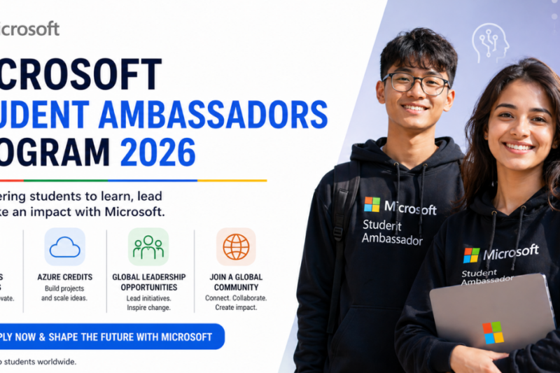 Microsoft Student Ambassadors Program 2026 — Free Access to AI Tools, Azure Credits & Global Leadership Opportunities