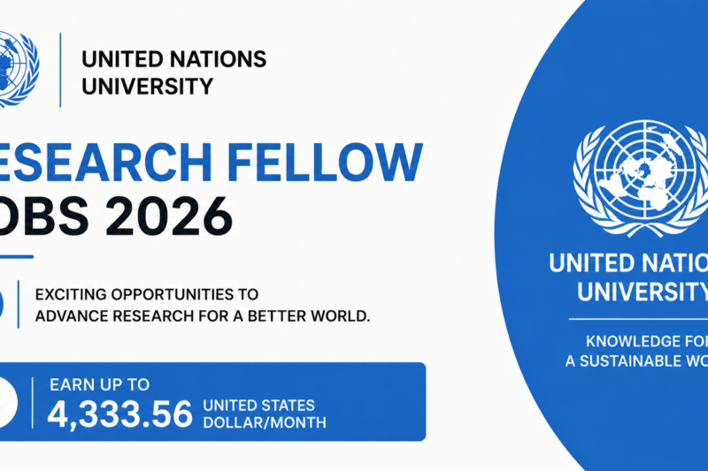 United Nations University Research Fellow Jobs 2026 — Earn Up to $4,333.56/Month