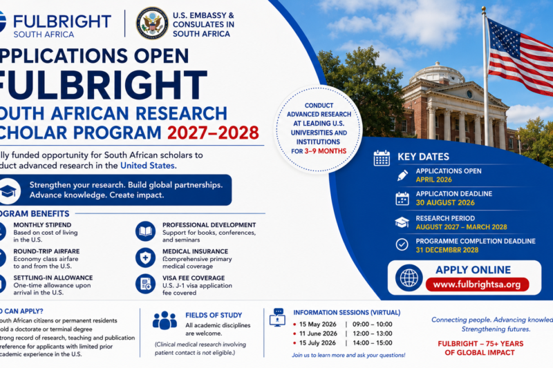 Applications Open: Fulbright South African Research Scholar Program 2027–2028
