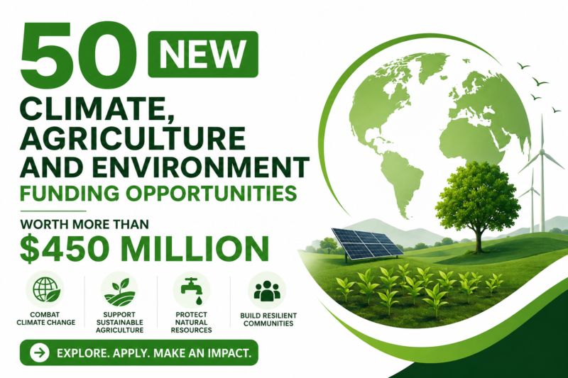 50 New Climate, Agriculture and Environment Funding Opportunities Worth More Than $450 Million