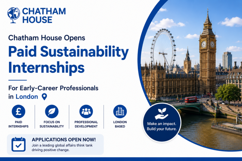 Chatham House Opens Paid Sustainability Internships for Early-Career Professionals in London
