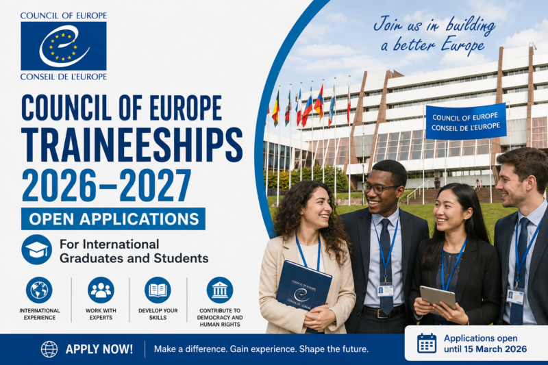 Council of Europe Traineeships 2026–2027 Open Applications for International Graduates and Students