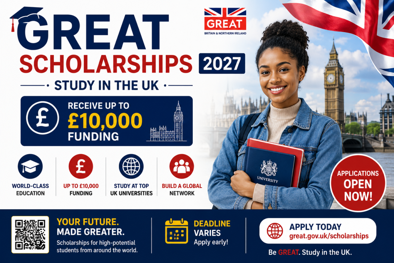 GREAT Scholarships 2027: Study in the UK with £10,000 Funding