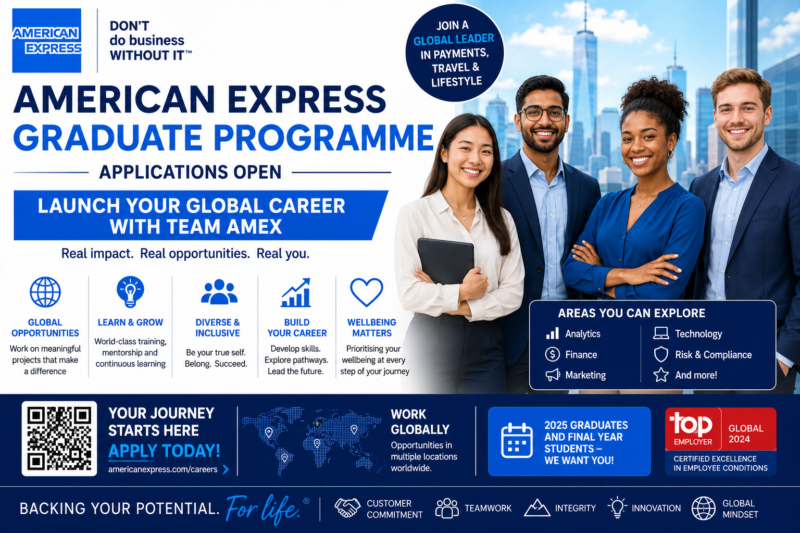 American Express Graduate Programme Applications Open: Launch Your Global Career with Team Amex