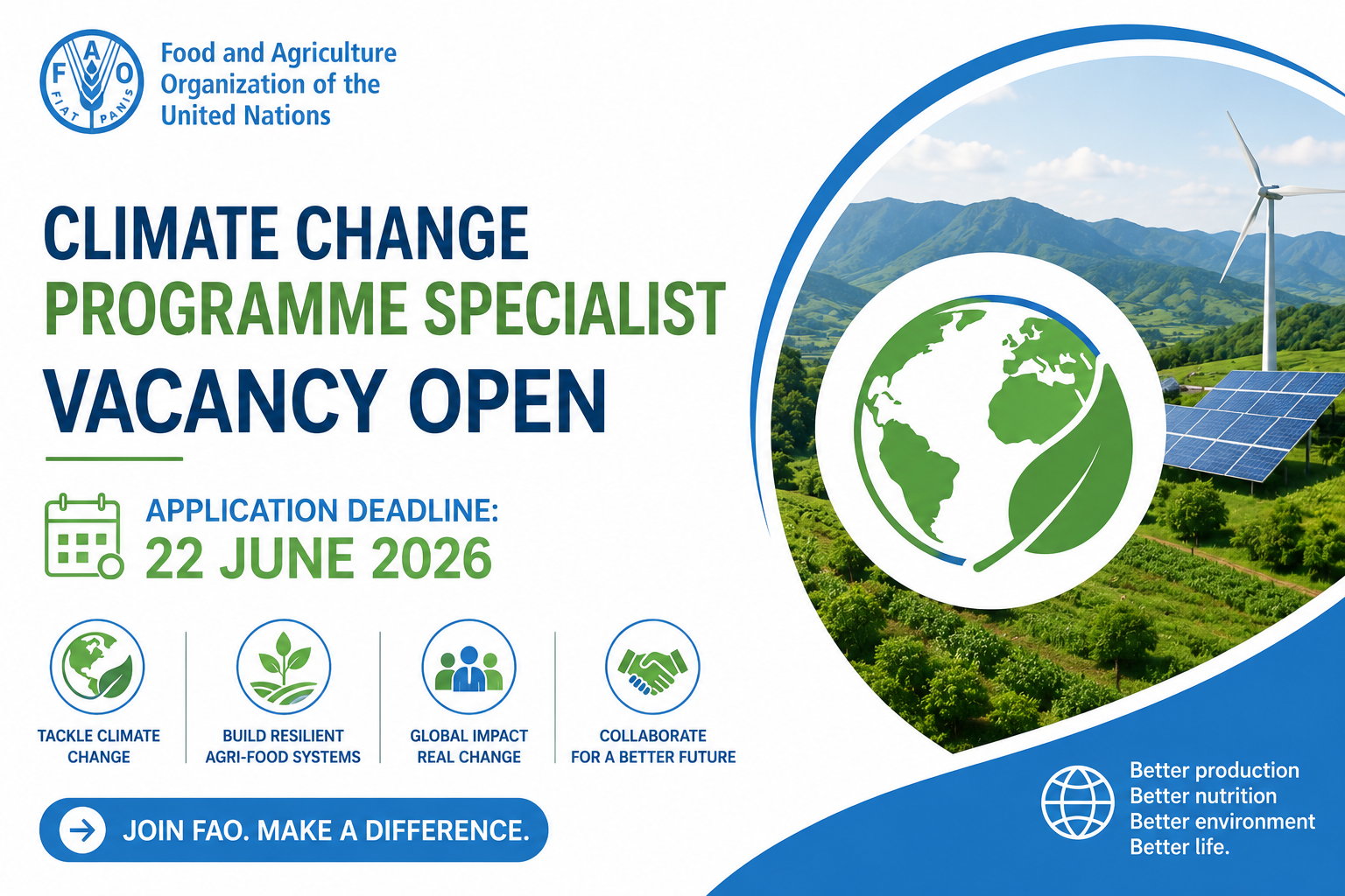 Climate Change Programme Specialist Vacancy Open at FAO Until 22 June ...