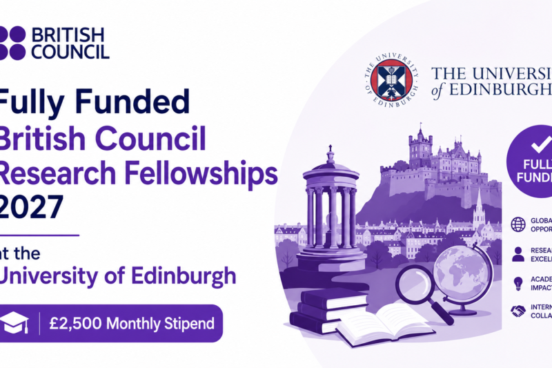 Fully Funded British Council Research Fellowships 2027 at the University of Edinburgh (£2,500 Monthly Stipend)