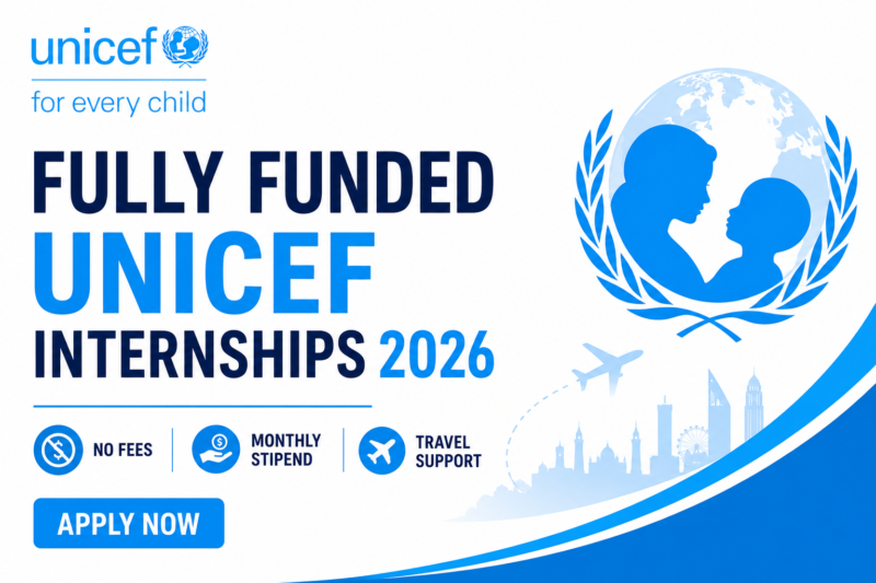 Fully Funded UNICEF Internships 2026 — No Fees, Monthly Stipend + Travel Support