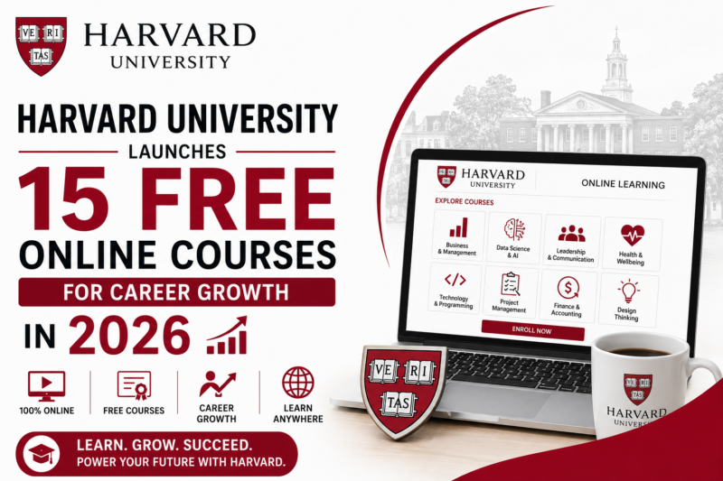 Harvard University Launches 15 Free Online Courses for Career Growth in 2026