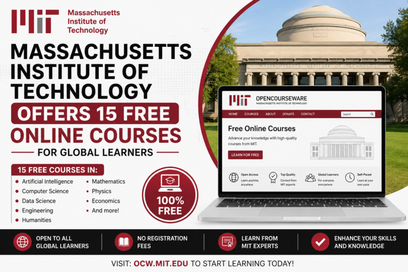 Massachusetts Institute of Technology Offers 15 Free Online Courses for Global Learners