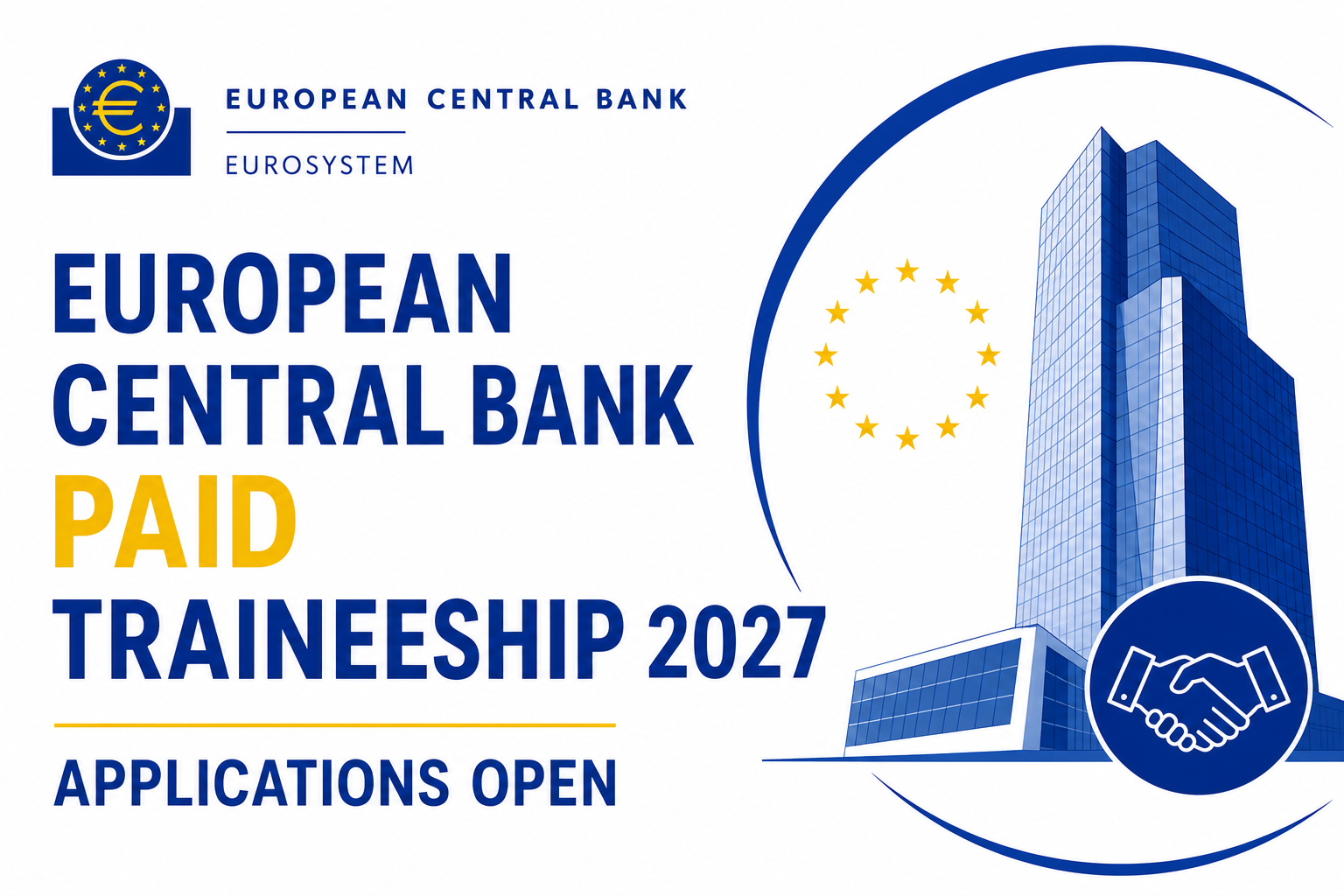 European Central Bank Paid Traineeship 2027 Applications Open