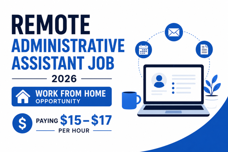 Remote Administrative Assistant Job 2026 | Work From Home Opportunity Paying $15–$17 Per Hour