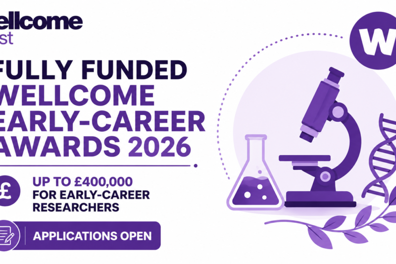 Fully Funded Wellcome Early-Career Awards 2026 Applications Open: Up to £400,000 for Early-Career Researchers